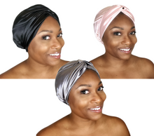 Load image into Gallery viewer, Secure - Luxurious Satin Sleep Turban Bonnet